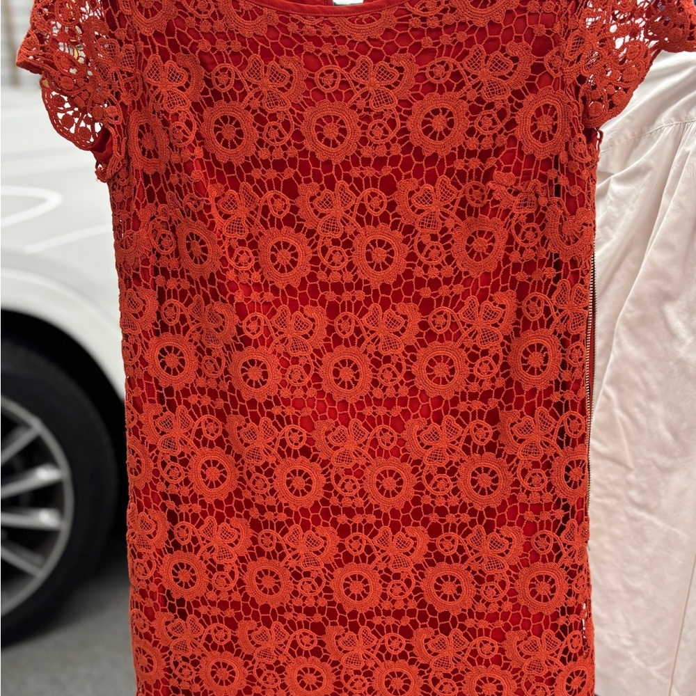 Anthropologie Red Sheath Mini Dress with Crew Neck